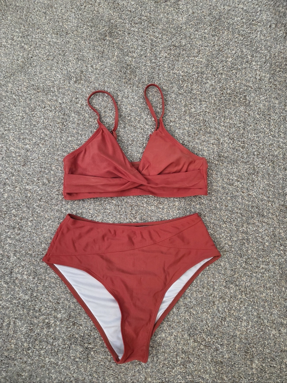 Women's Red High-Waist Bikini Set - Classic Two-Piece Swim